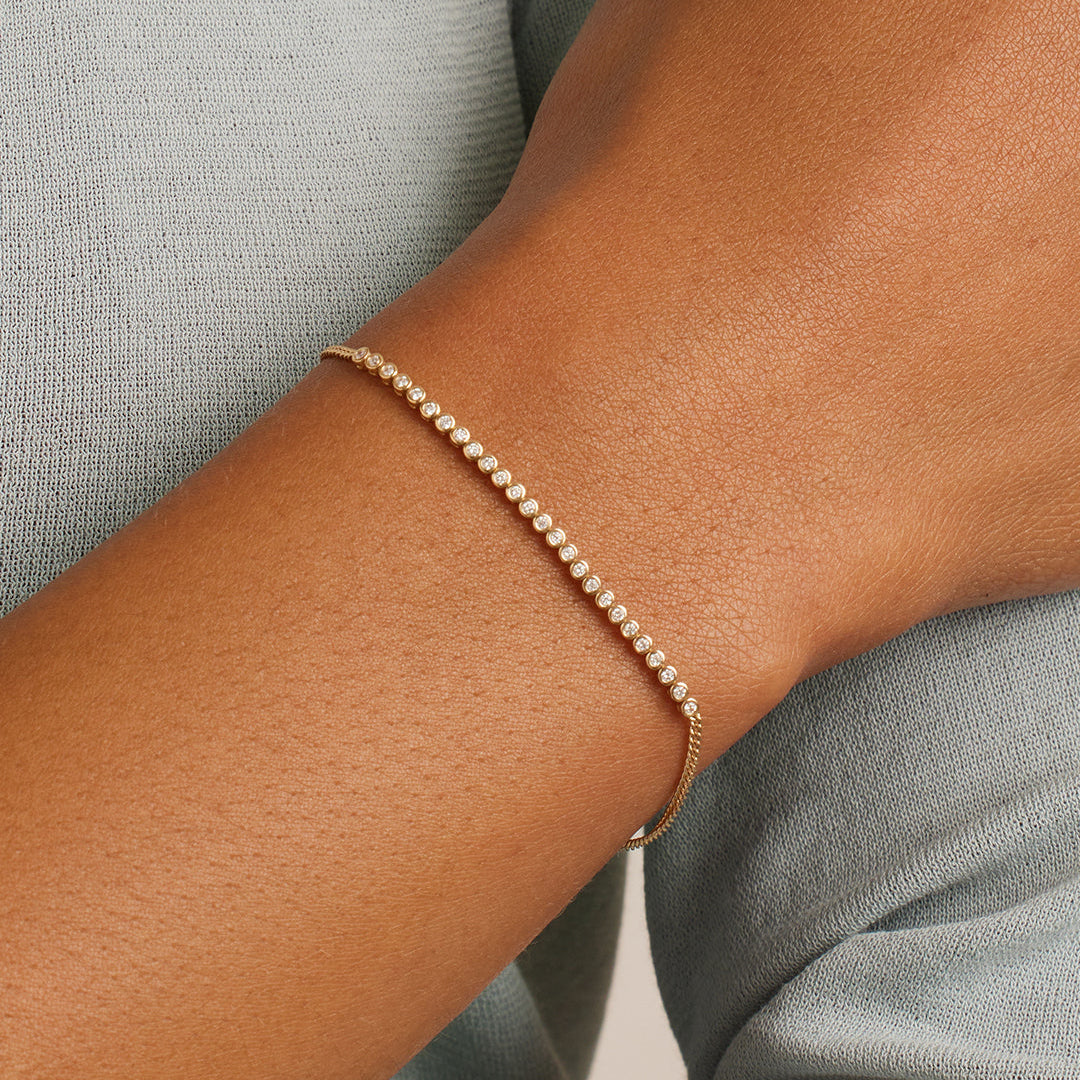 0.23 TCW Round Moissanite Bezel Bar Bracelet