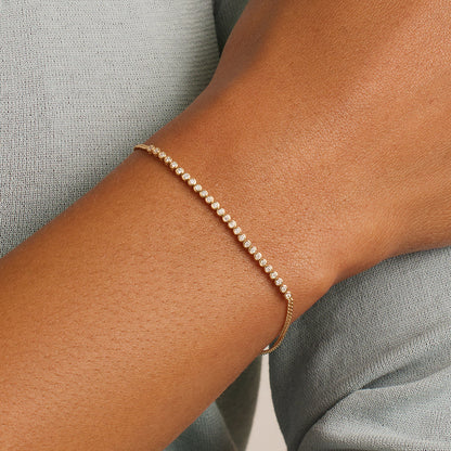 0.23 TCW Round Moissanite Bezel Bar Bracelet