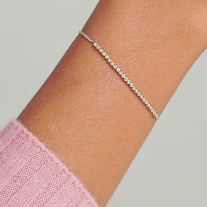 0.23 TCW Round Moissanite Bezel Bar Bracelet