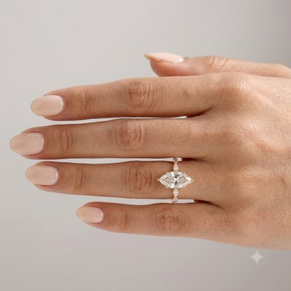 2 CT Marquise Pave Lab Grown Engagement Ring