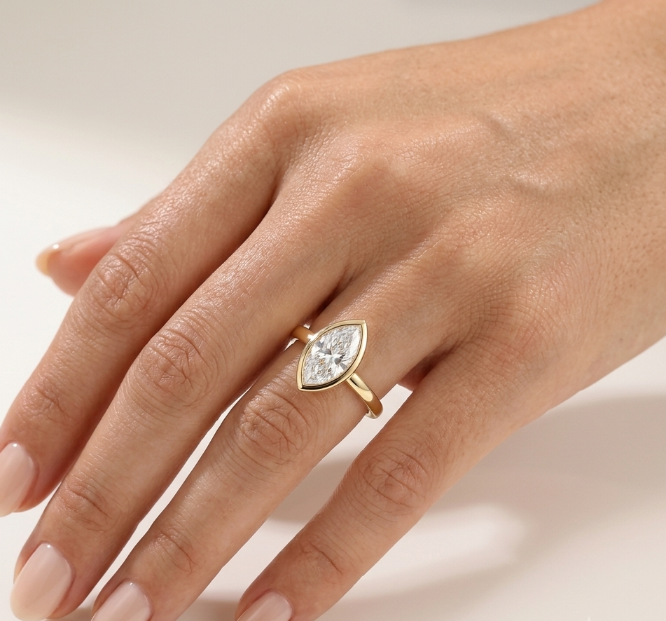2 CT Marquise Pave Lab Grown Engagement Ring