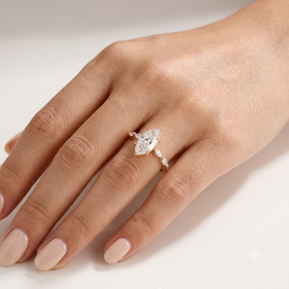 2 CT Marquise Pave Lab Grown Engagement Ring