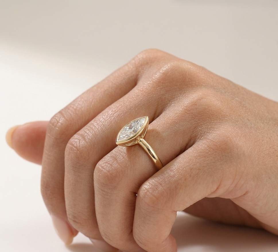 2 CT Marquise Pave Lab Grown Engagement Ring