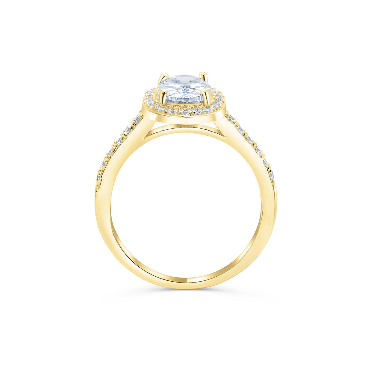 1.5 CT Oval Halo & Pave Moissanite Engagement Ring
