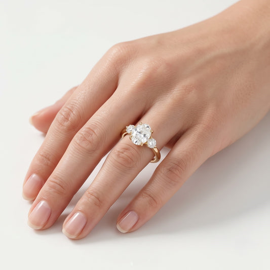 2 CT Oval Three Stone Moissanite Engagement Ring