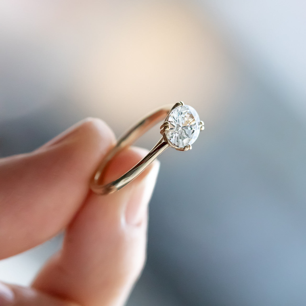 1.20 CT Oval Moissanite East West Solitaire Engagement Ring - farrellouise