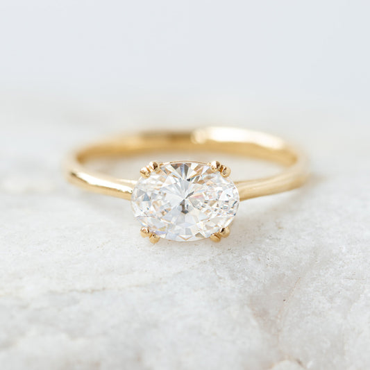 1.20 CT Oval Moissanite East West Solitaire Engagement Ring - farrellouise