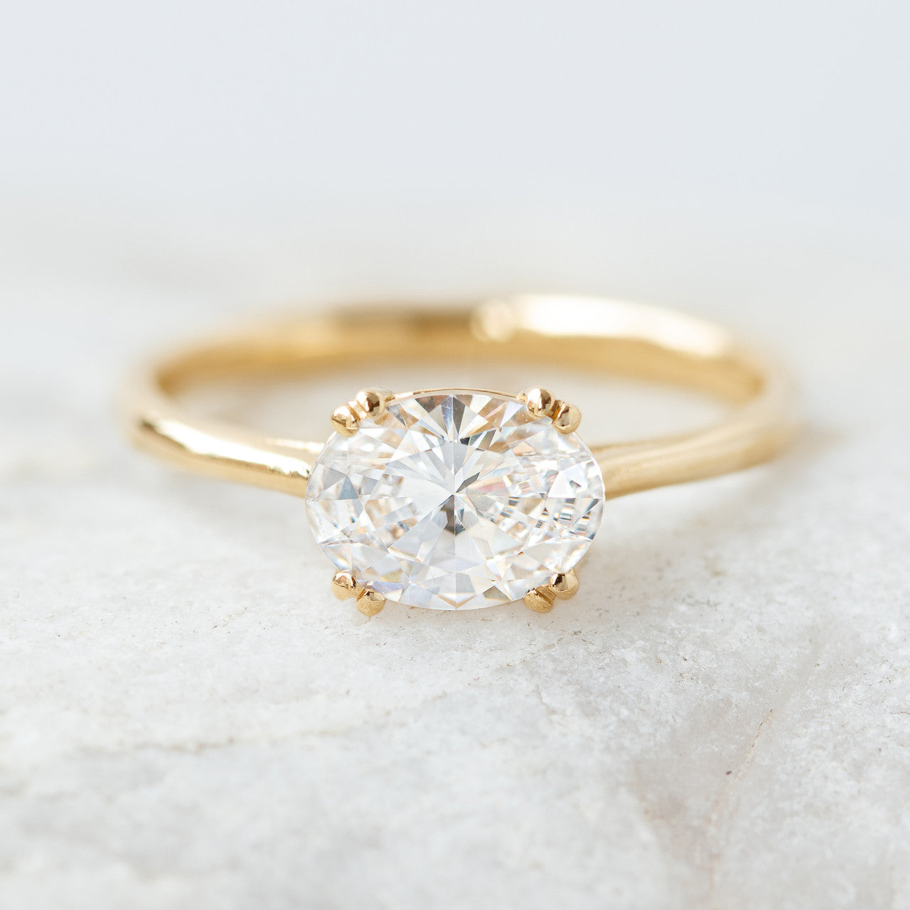 1.20 CT Oval Moissanite East West Solitaire Engagement Ring - farrellouise
