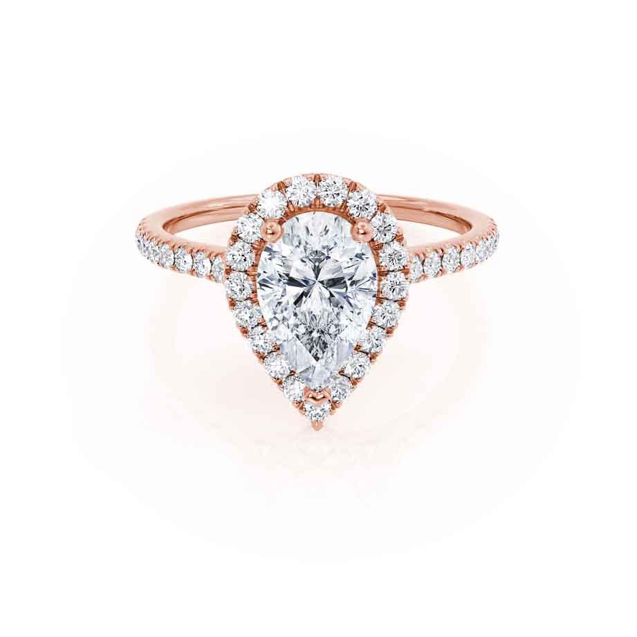 0.94 CT Pear Halo & Pave Moissanite Engagement Ring