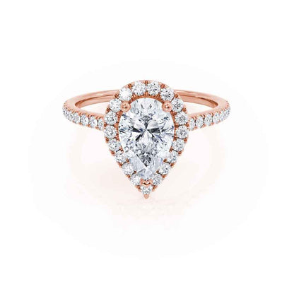 0.94 CT Pear Halo & Pave Moissanite Engagement Ring