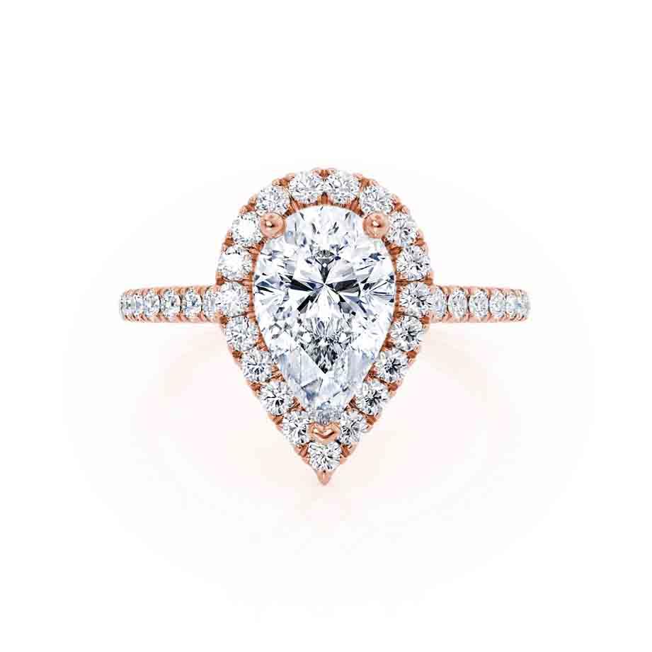 0.94 CT Pear Halo & Pave Moissanite Engagement Ring