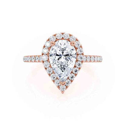 0.94 CT Pear Halo & Pave Moissanite Engagement Ring