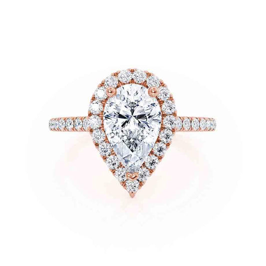 0.94 CT Pear Halo & Pave Moissanite Engagement Ring