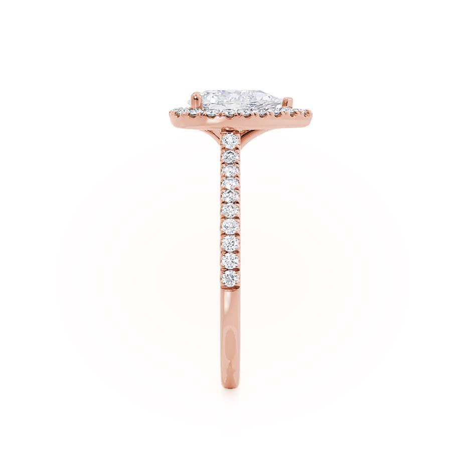 0.94 CT Pear Halo & Pave Moissanite Engagement Ring