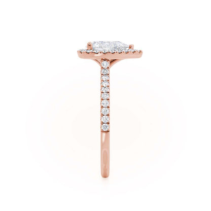 0.94 CT Pear Halo & Pave Moissanite Engagement Ring