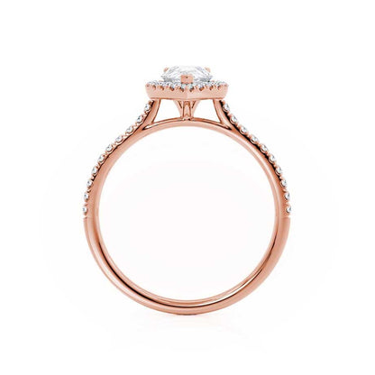 0.94 CT Pear Halo & Pave Moissanite Engagement Ring