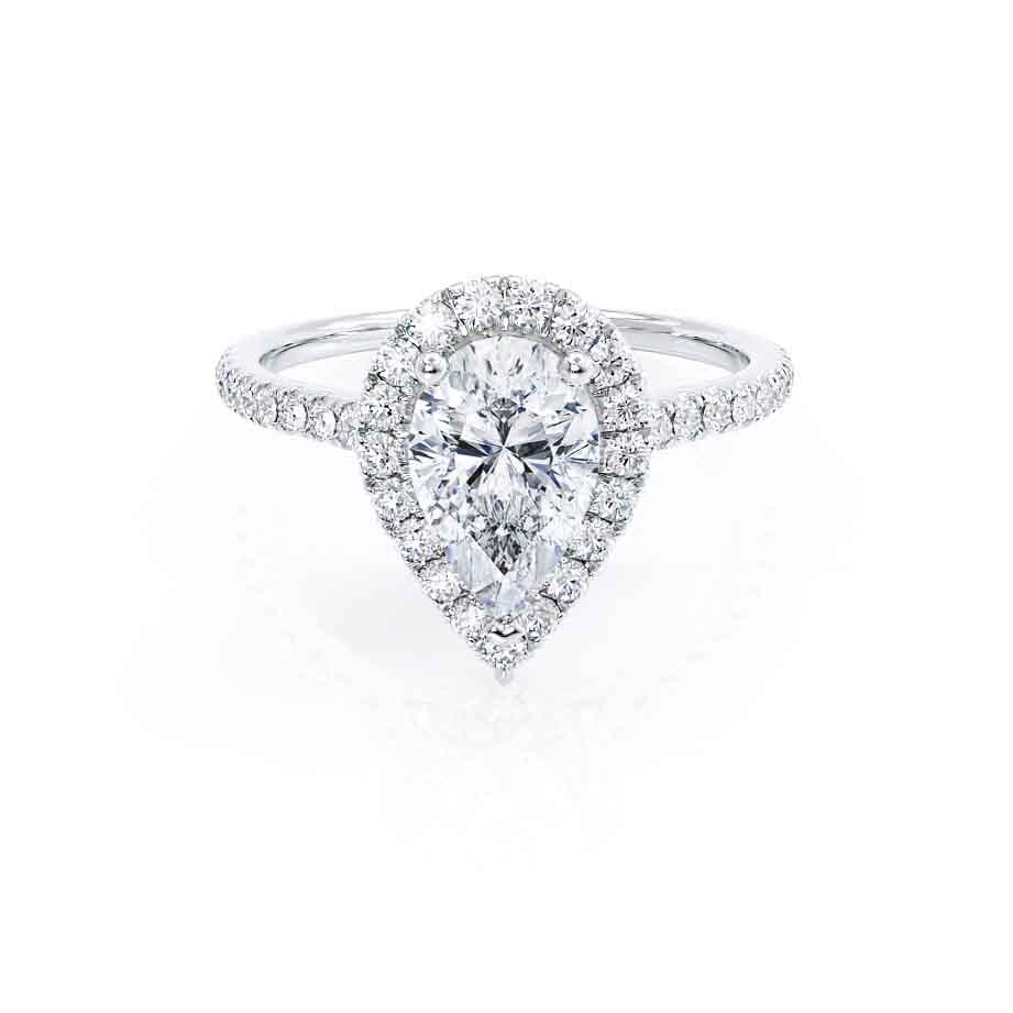 1.92 CT Pear Halo & Pave Moissanite Engagement Ring