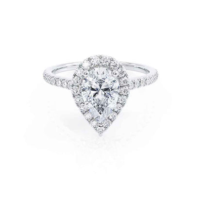 1.92 CT Pear Halo & Pave Moissanite Engagement Ring