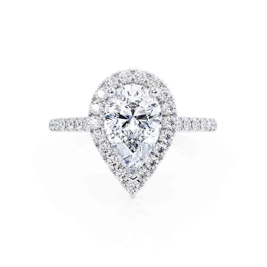 1.92 CT Pear Halo & Pave Moissanite Engagement Ring