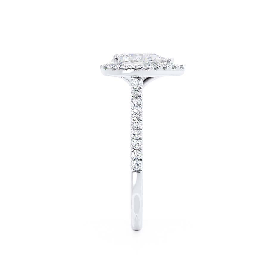 0.94 CT Pear Halo & Pave Moissanite Engagement Ring