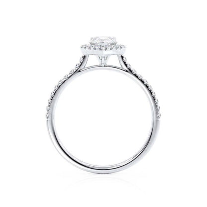 0.94 CT Pear Halo & Pave Moissanite Engagement Ring