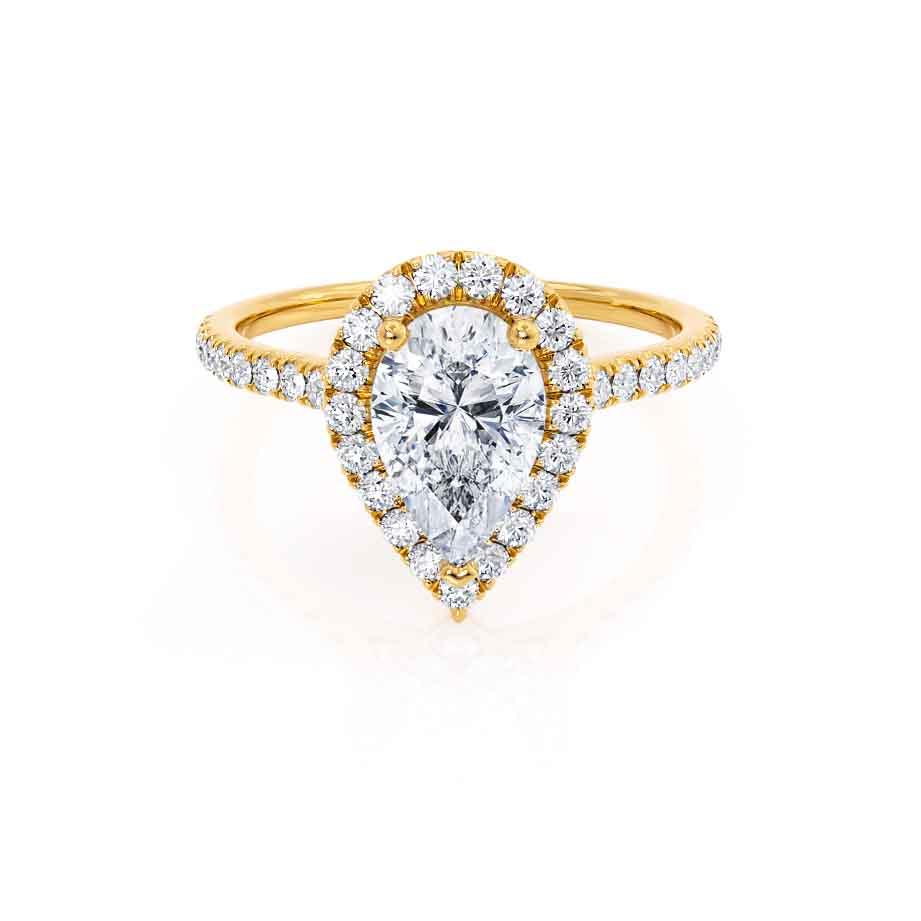 0.94 CT Pear Halo & Pave Moissanite Engagement Ring
