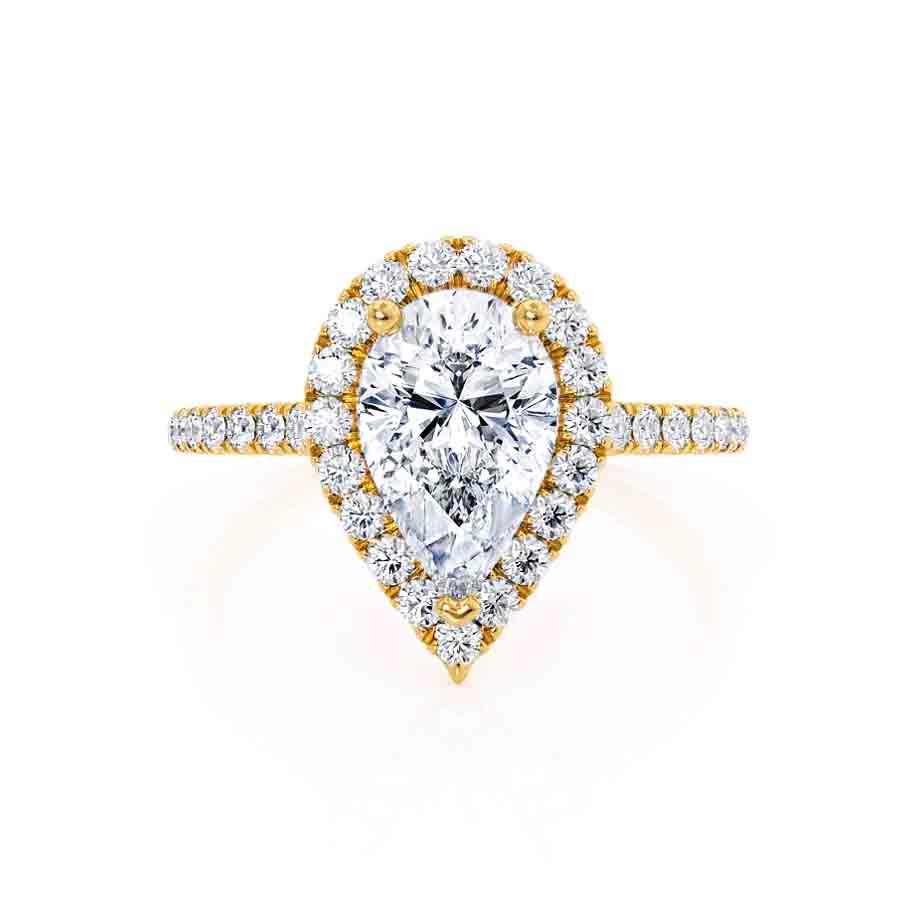 0.94 CT Pear Halo & Pave Moissanite Engagement Ring