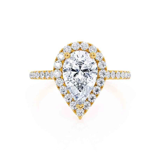 0.94 CT Pear Halo & Pave Moissanite Engagement Ring