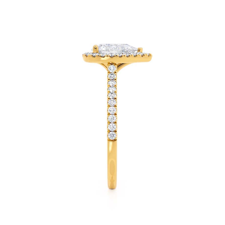 0.94 CT Pear Halo & Pave Moissanite Engagement Ring