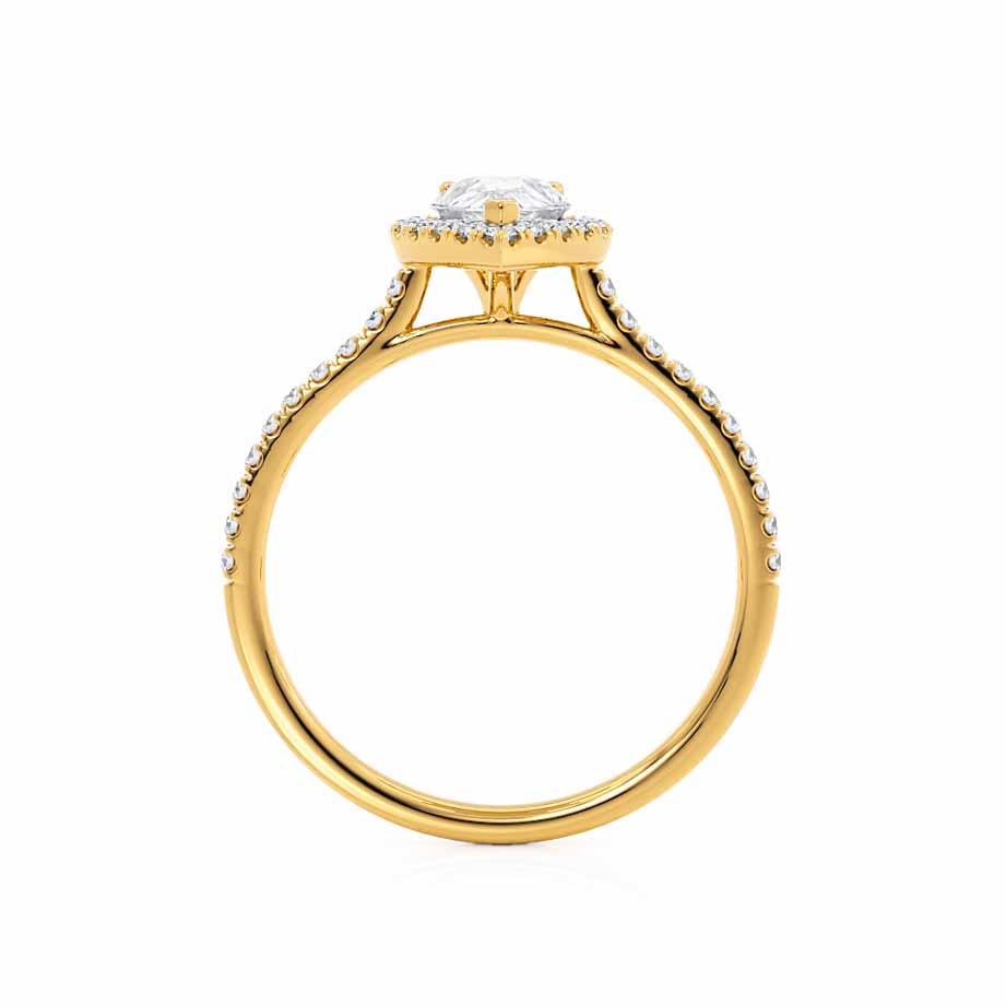 0.94 CT Pear Halo & Pave Moissanite Engagement Ring