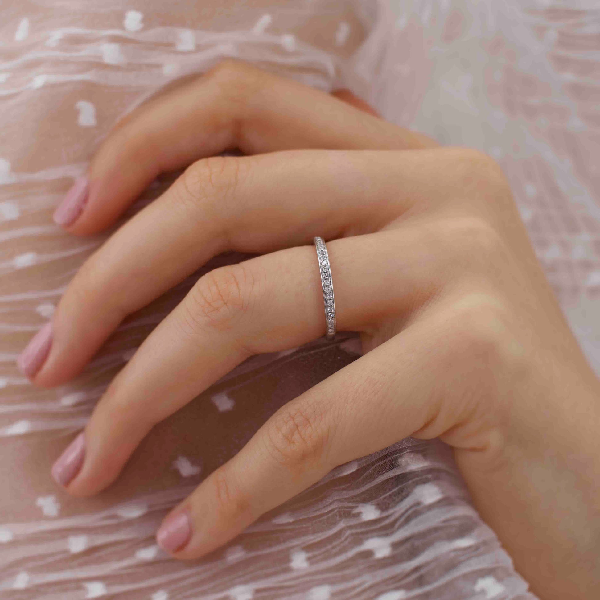 0.16 TCW Round Half Eternity Moissanite Wedding Band