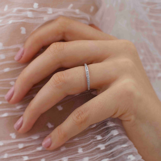 0.16 TCW Round Half Eternity Moissanite Wedding Band