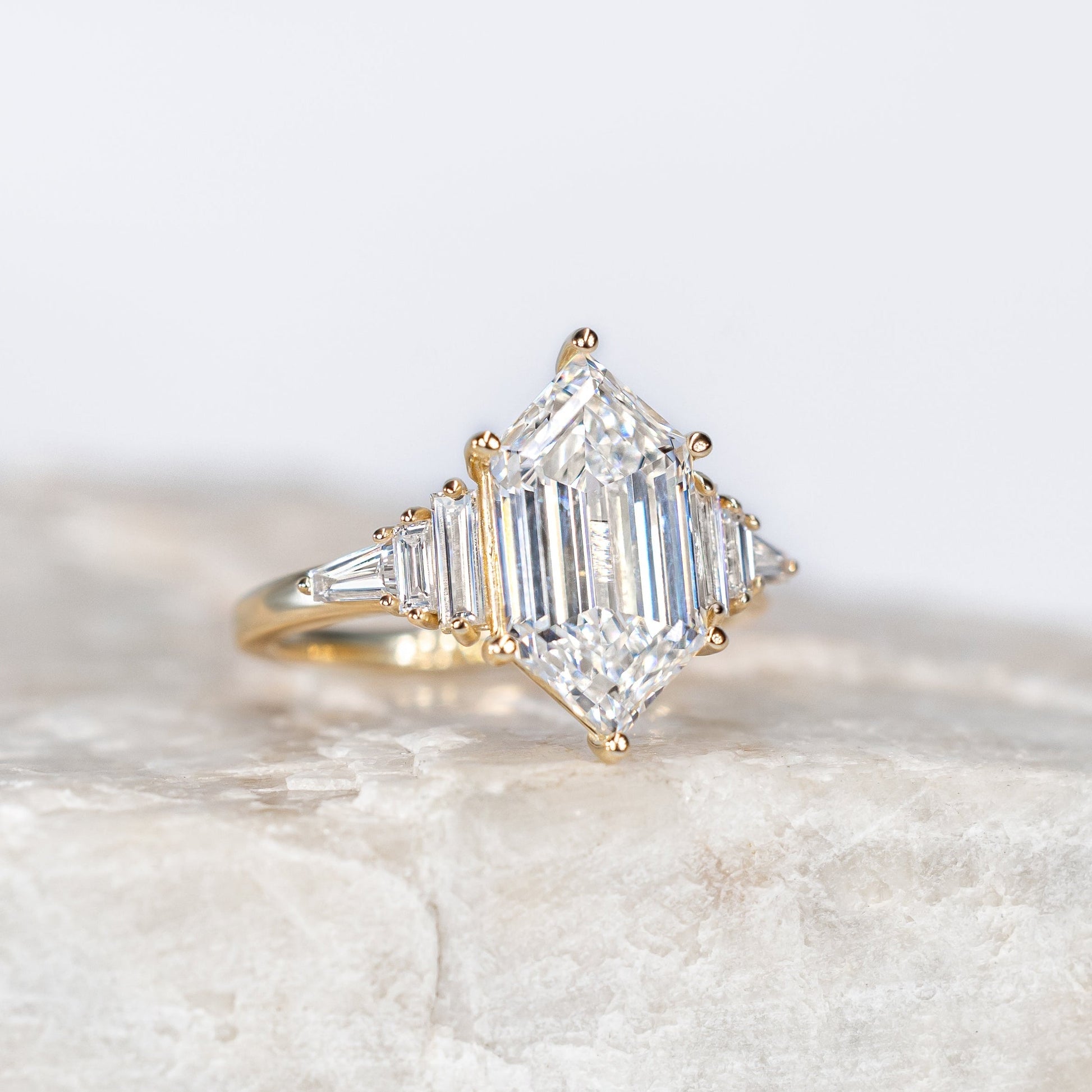 0.75 CT Emerald Cluster Moissanite Engagement Ring