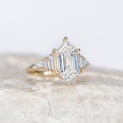 0.75 CT Emerald Cluster Moissanite Engagement Ring