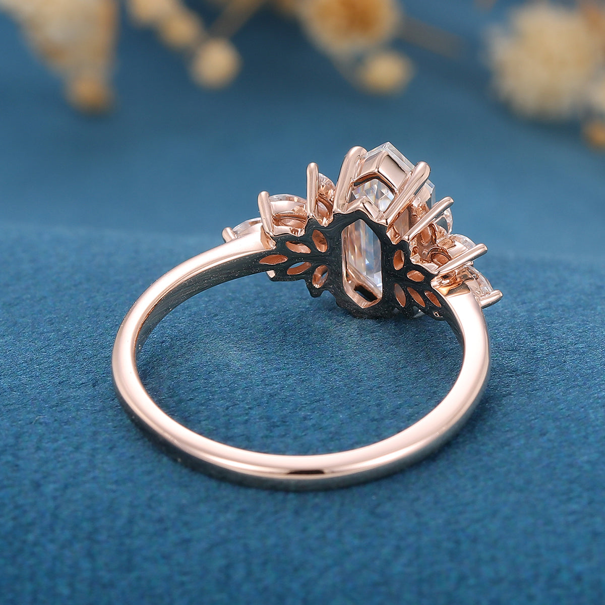 1 CT Hexagon Cluster Moissanite Engagement Ring