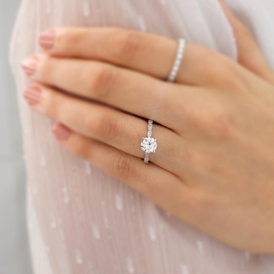 1.2 CT Round Pave Moissanite Engagement Ring