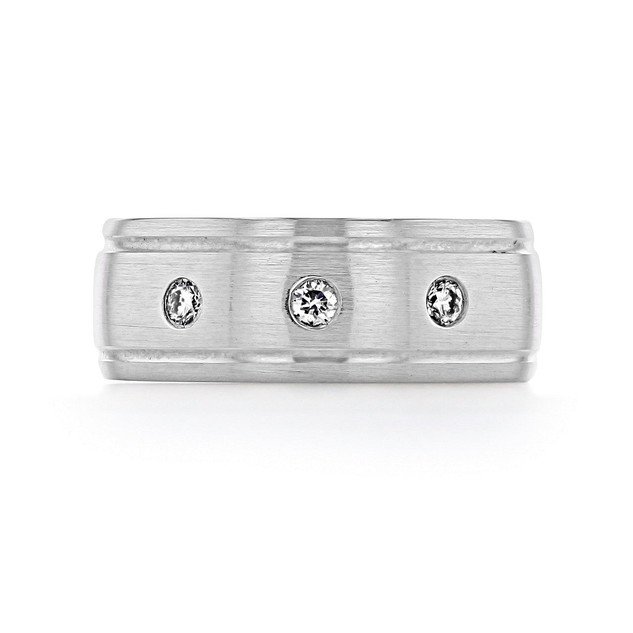 0.19 TCW Round Moissanite Flush Setting Men's Wedding Band