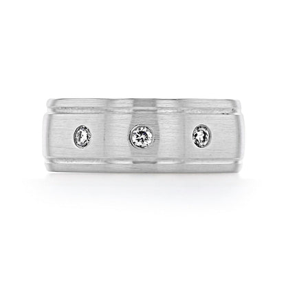 0.19 TCW Round Moissanite Flush Setting Men's Wedding Band