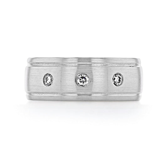 0.19 TCW Round Moissanite Flush Setting Men's Wedding Band