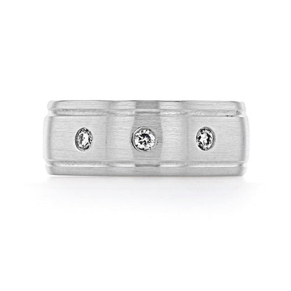0.19 TCW Round Moissanite Flush Setting Men's Wedding Band