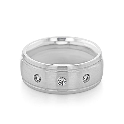 0.19 TCW Round Moissanite Flush Setting Men's Wedding Band