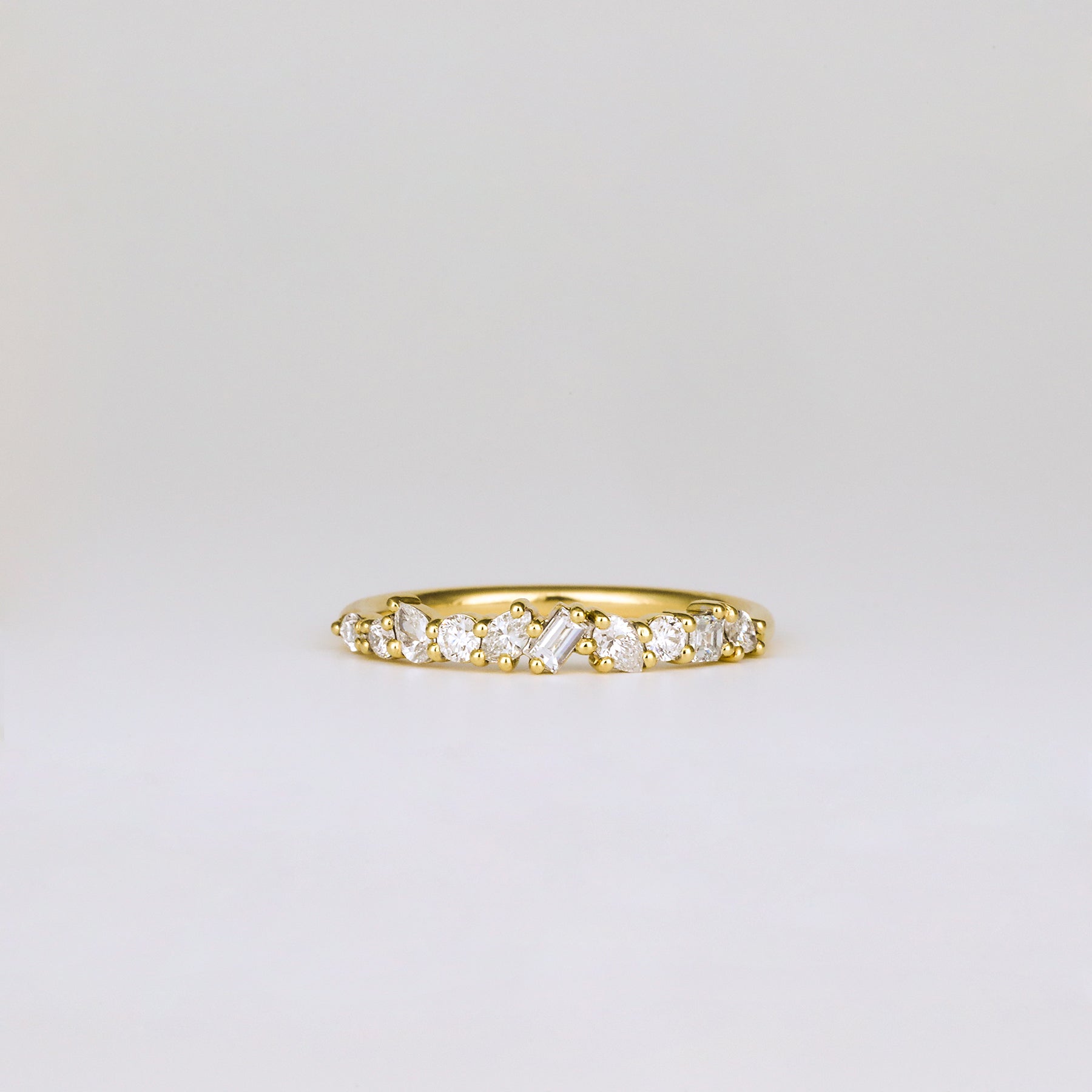 0.38 TCW Baguette, Pear, Oval, Round & Asscher Cluster Moissanite Wedding Band