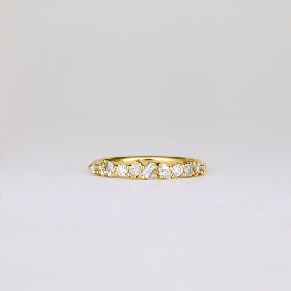 0.38 TCW Baguette, Pear, Oval, Round & Asscher Cluster Moissanite Wedding Band