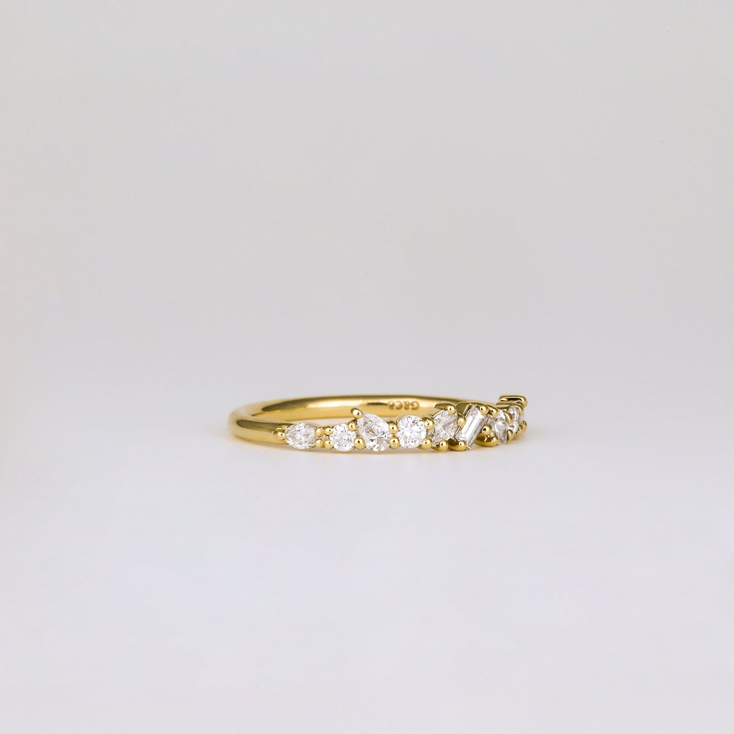 0.38 TCW Baguette, Pear, Oval, Round & Asscher Cluster Moissanite Wedding Band
