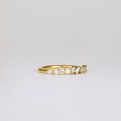 0.38 TCW Baguette, Pear, Oval, Round & Asscher Cluster Moissanite Wedding Band