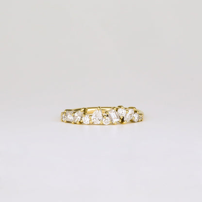 0.57 TCW Baguette, Pear, Round, Marquise & Princess Cluster Moissanite Wedding Band