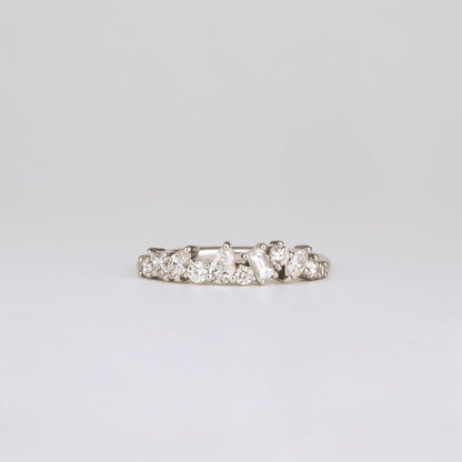 0.57 TCW Baguette, Pear, Round, Marquise & Princess Cluster Moissanite Wedding Band