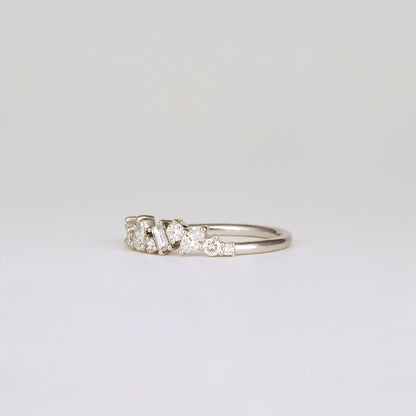 0.57 TCW Baguette, Pear, Round, Marquise & Princess Cluster Moissanite Wedding Band