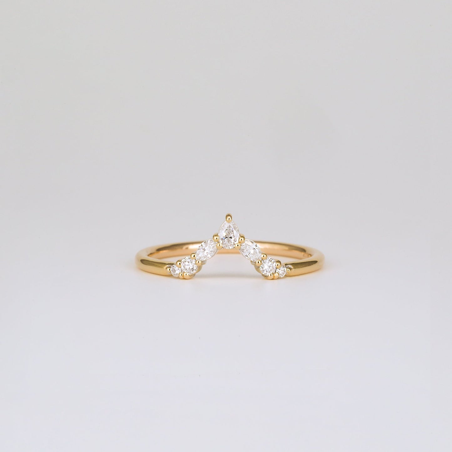 0.17 TCW Pear, Marquise & Round Milgrain Moissanite Wedding Band