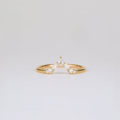 0.17 TCW Pear, Marquise & Round Milgrain Moissanite Wedding Band